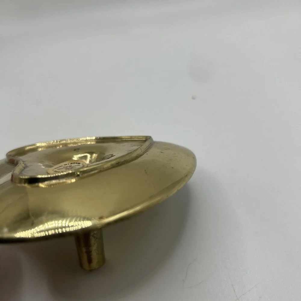 Vtg Brass Heart Shaped Ring Holder Jewelry Dish Trinket Lacquered India MCM